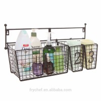 Wall Mounted Black Metal Wire Mesh Numbered Storage Basket Set / Multipurpose Accessory Organizer Rack