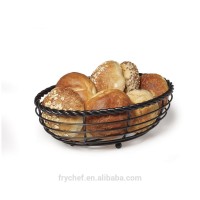 Restaurant Serving Metal Rope Oval Bread Basket, Antique Black