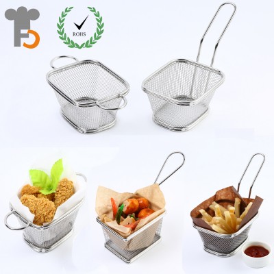 Wholesale Stainless Steel Mini Fry Basket food grade Tableware For Fast Foods F0050