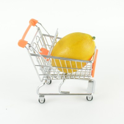 Mini Supermarket Shopping Cart Handcart Pen Holder Desk Organizer Kid Toy F0082