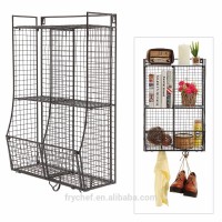 Home Supply Bathroom wall Storage Basket Shelf Metal Wire Organizer Rack Black Color